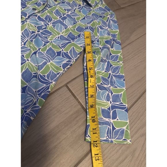 J McLaughlin Shirt Womens Small Blue White Floral Court Polo Soft Cotton Stretch - Picture 2 of 11